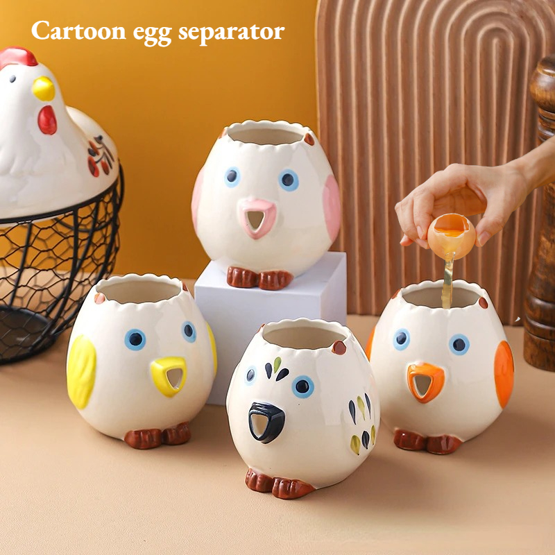 Egg Separator Tool - Pemisah Telur Keramik Bentuk Ayam Lucu